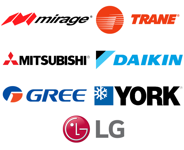 marcas aires acondicionados LG, Trane, Mirage